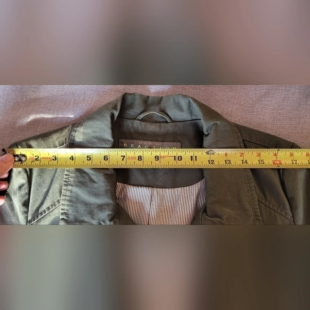 Kenneth Cole Reaction $248 Women's Army Green Full Zip Lined Button Up Coat Lrg. - Picture 11 of 12